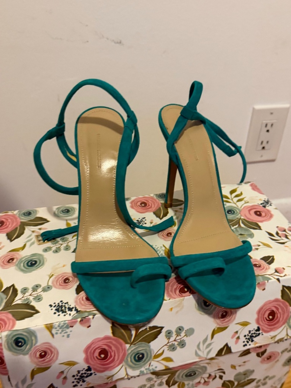 Scanlan Theodore Teal Suede Ankle Strap Stiletto Heels EU 40